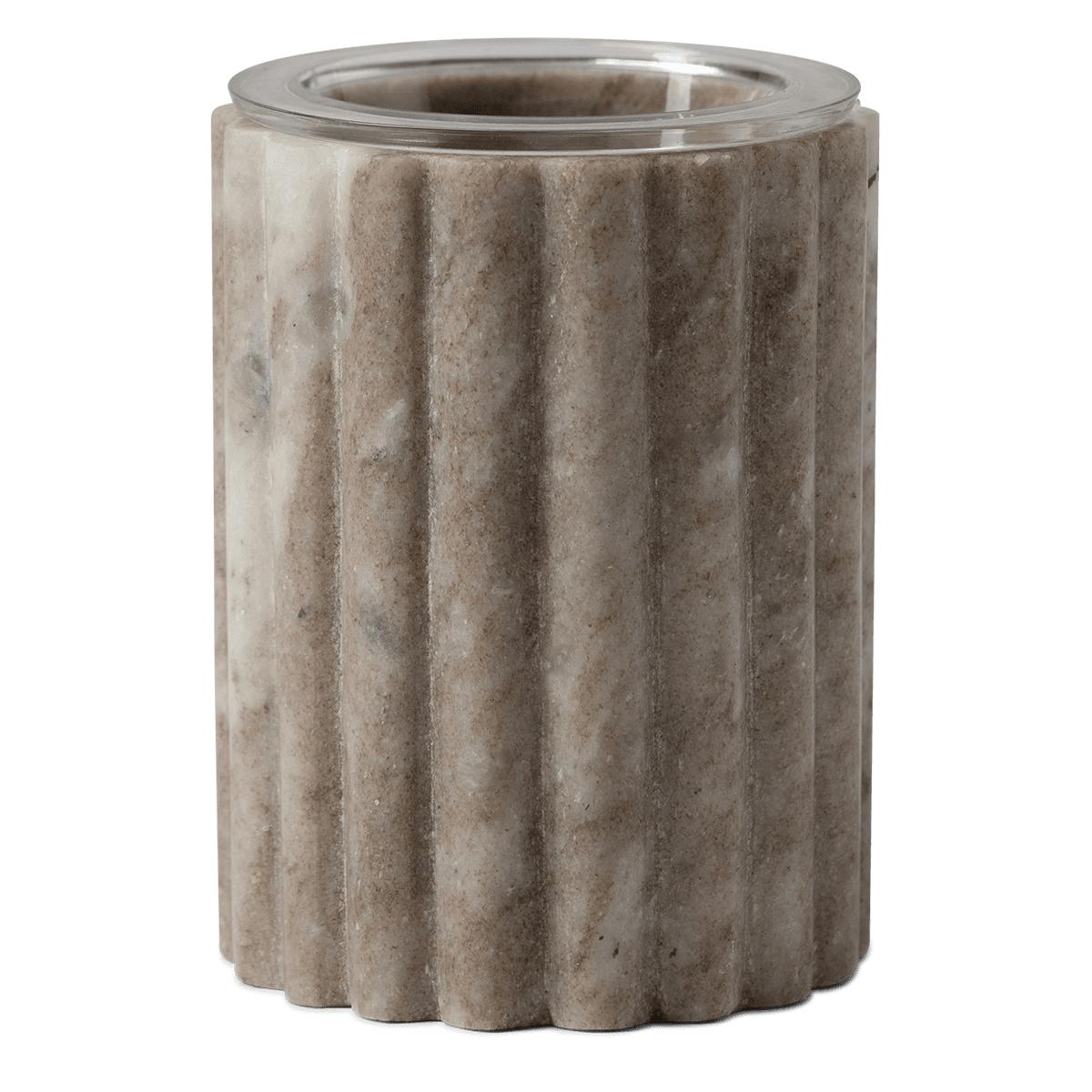 Morchana Marble Scentsy Warmer carved from natural marble with vertical fluted detailing, shown unlit on a neutral background.