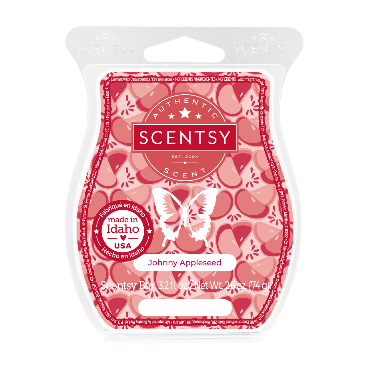 Johnny Appleseed Scentsy Wax Bar with crisp apple and fresh pear fruity fragrance notes