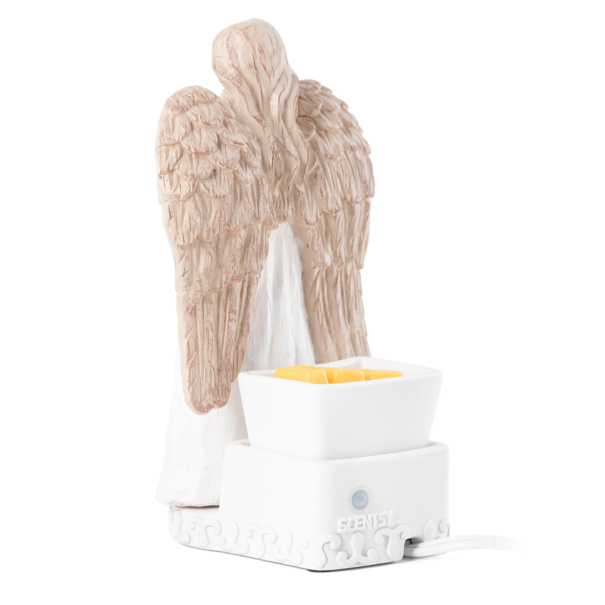 Angel Scentsy Warmer showing the back view of the warmer where the dish is