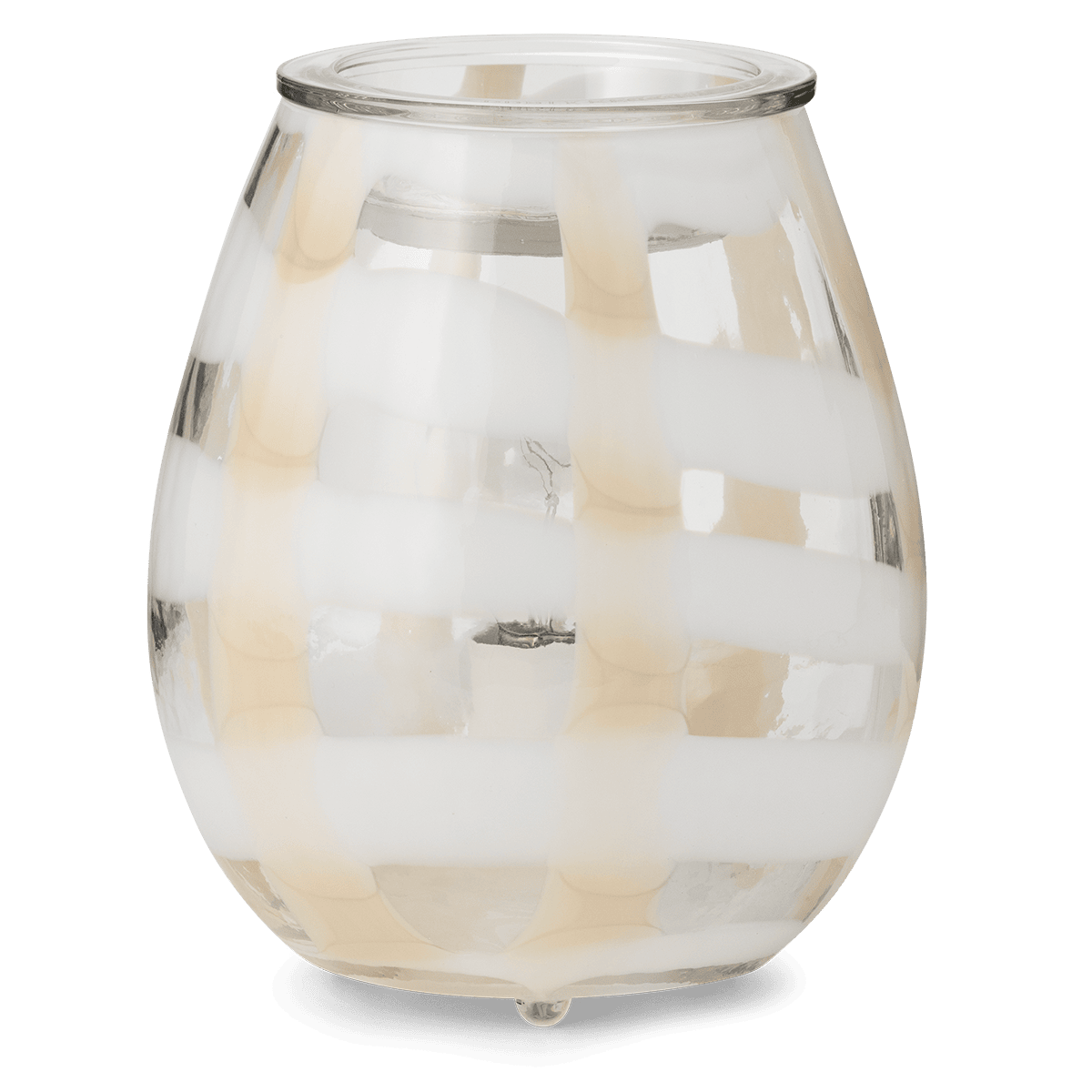 Lightweave Scentsy warmer turned off showing clear glass with soft woven-style detailing