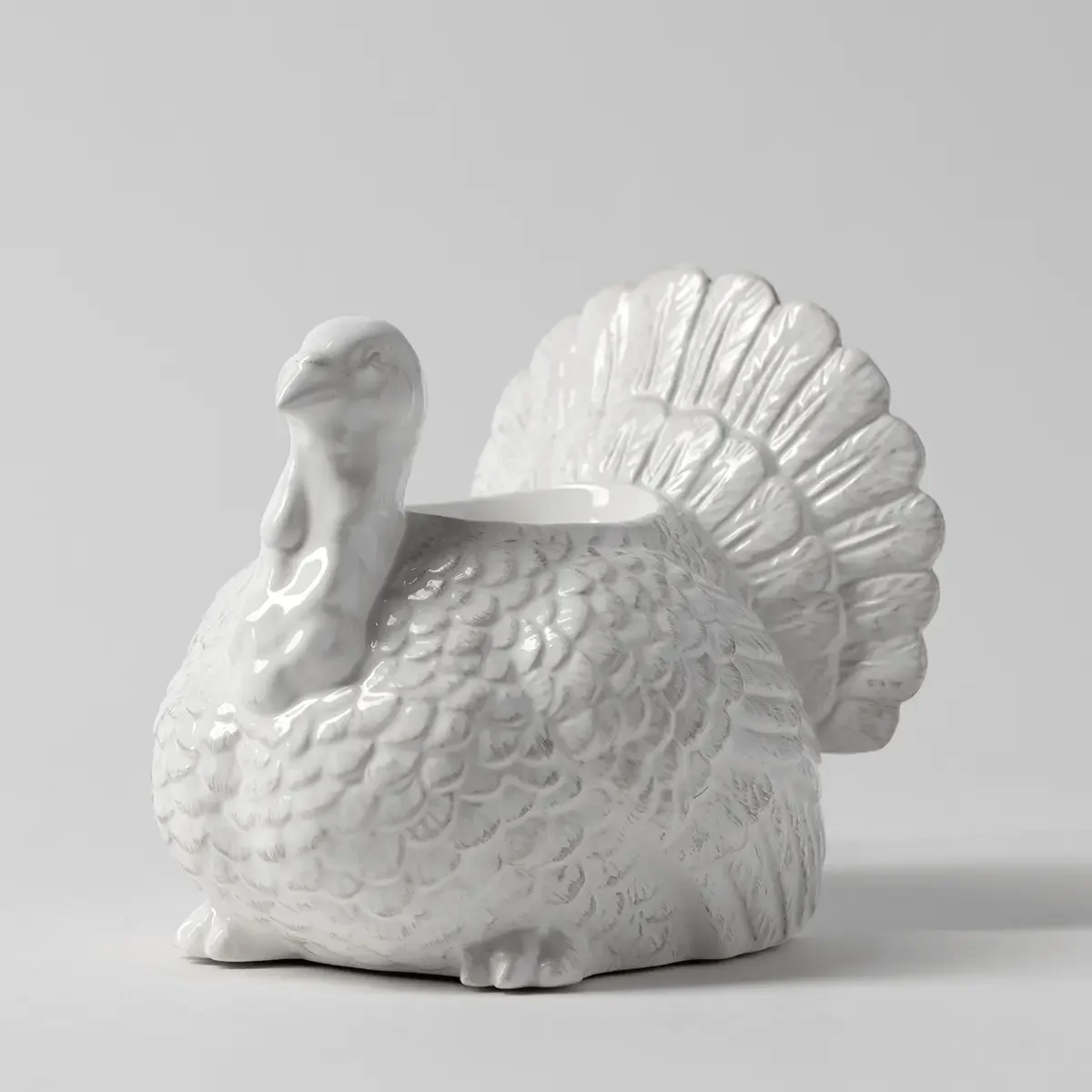 Feathered Friend Scentsy Warmer white ceramic turkey side view