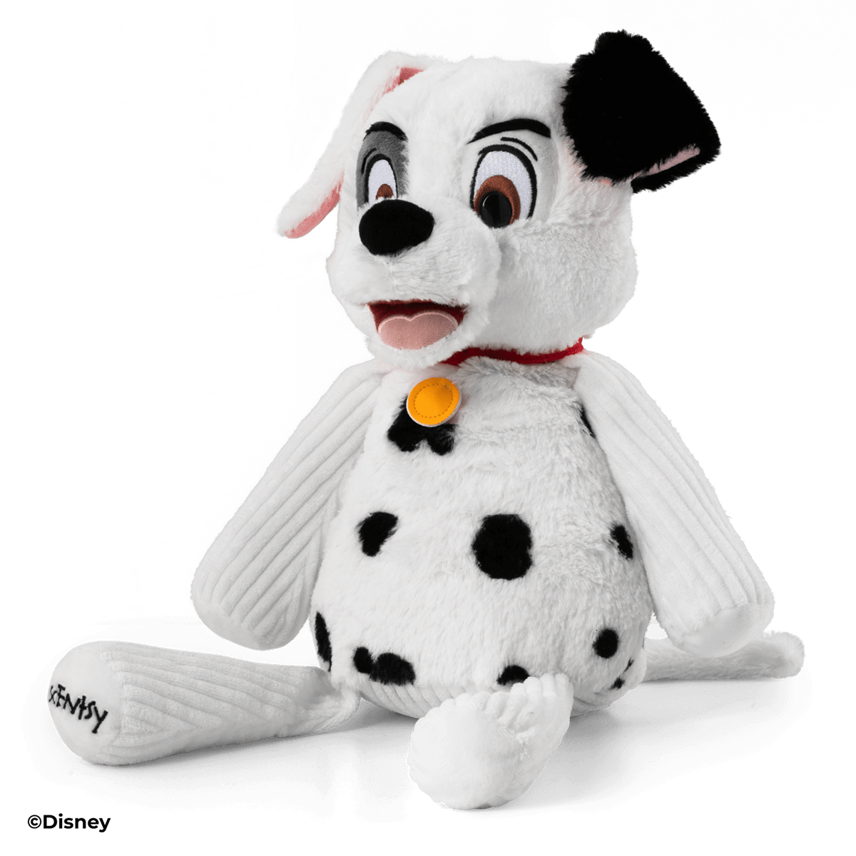 Side view of Patch from Disney’s 101 Dalmatians Scentsy Buddy, highlighting the plush profile and stitched spot details