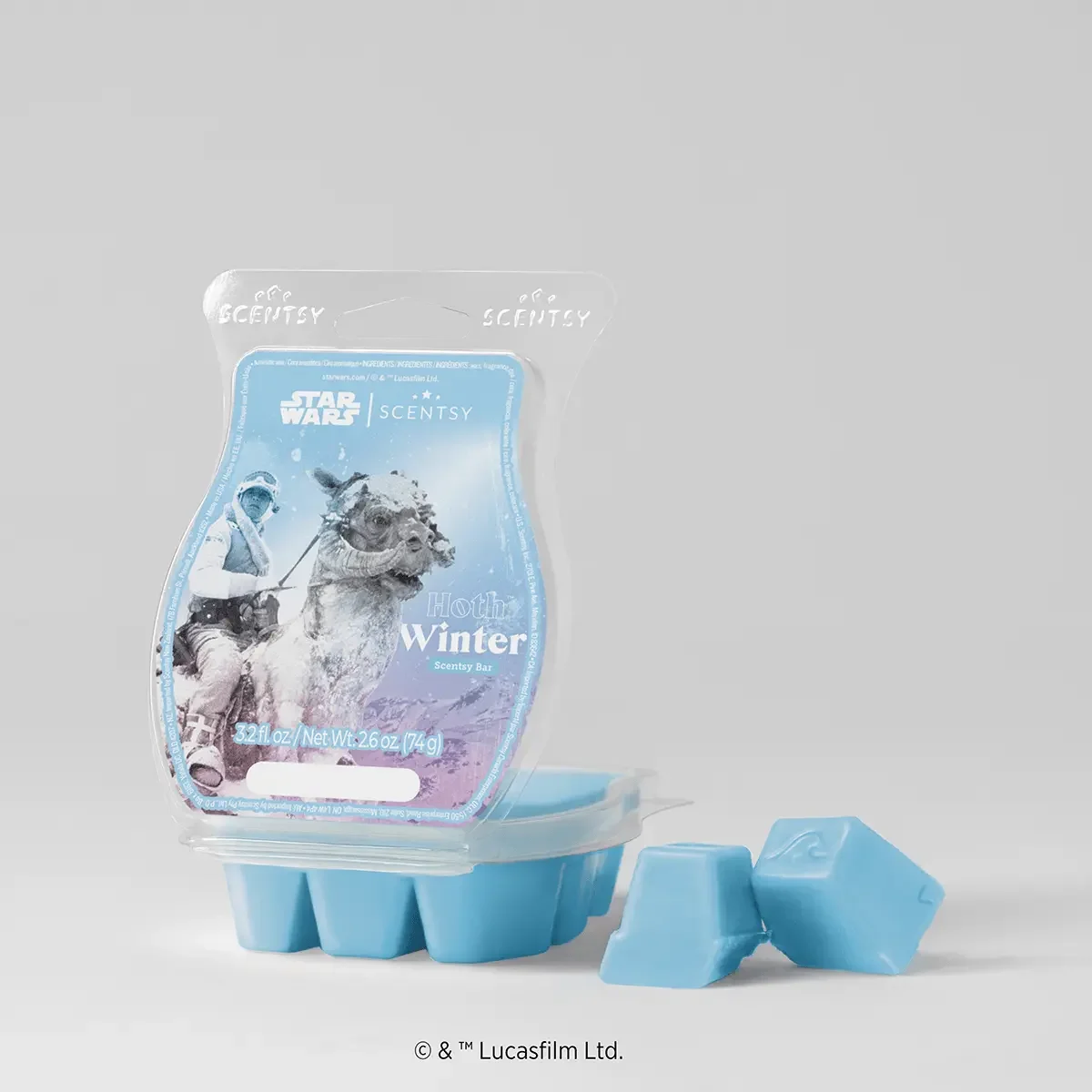 Hoth Winter Star Wars Scentsy wax bar with light blue wax cubes on a minimal background
