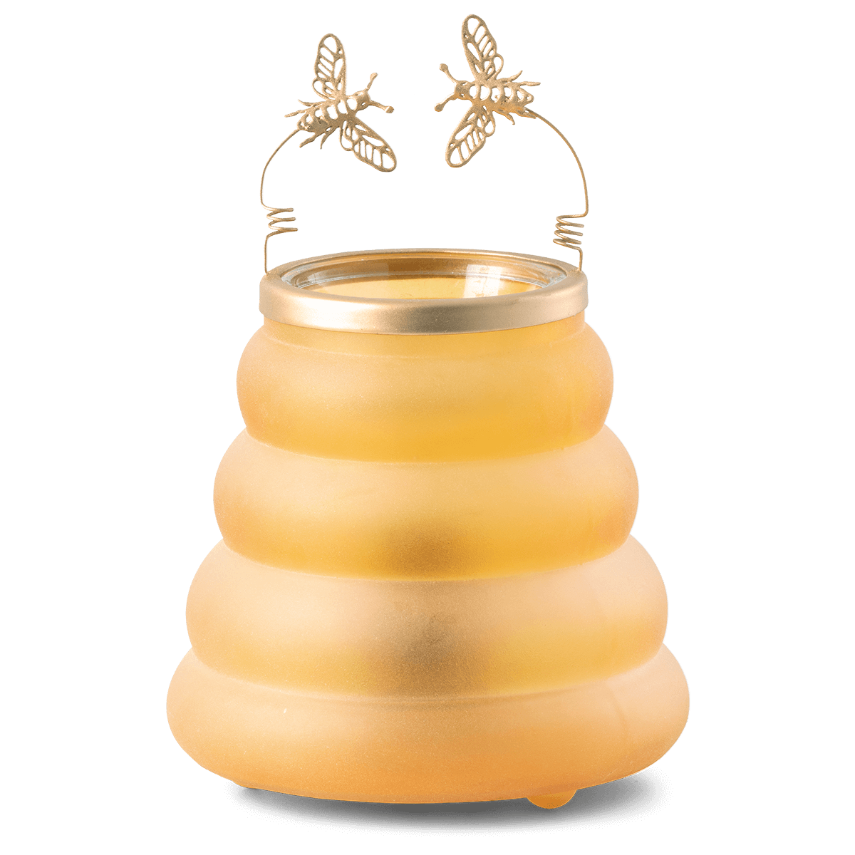 Beehive Scentsy Warmer with honeycomb glass design on a white background