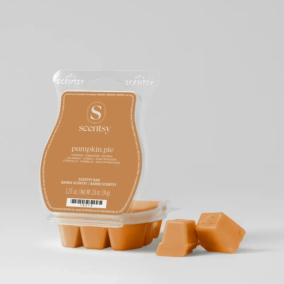 Pumpkin Pie Scentsy Bar featuring a warm gourmand fragrance of pumpkin, cinnamon, cloves and nutmeg