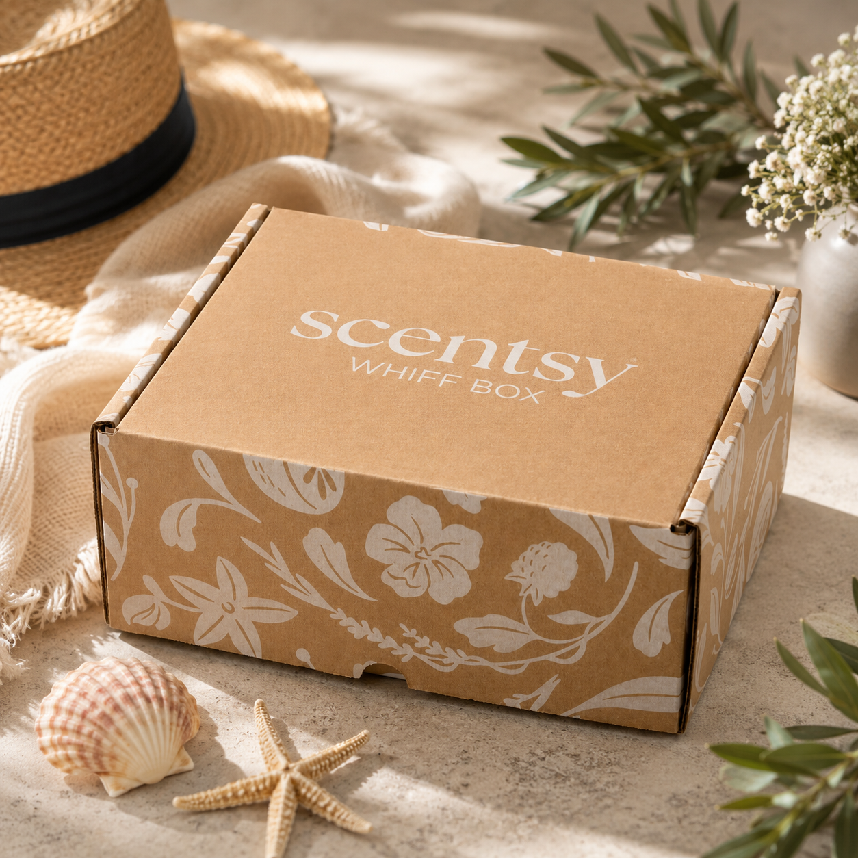 Closed Scentsy Whiff Box July 2026 featuring the limited-edition monthly Scentsy subscription box with exclusive fragrances and seasonal products.