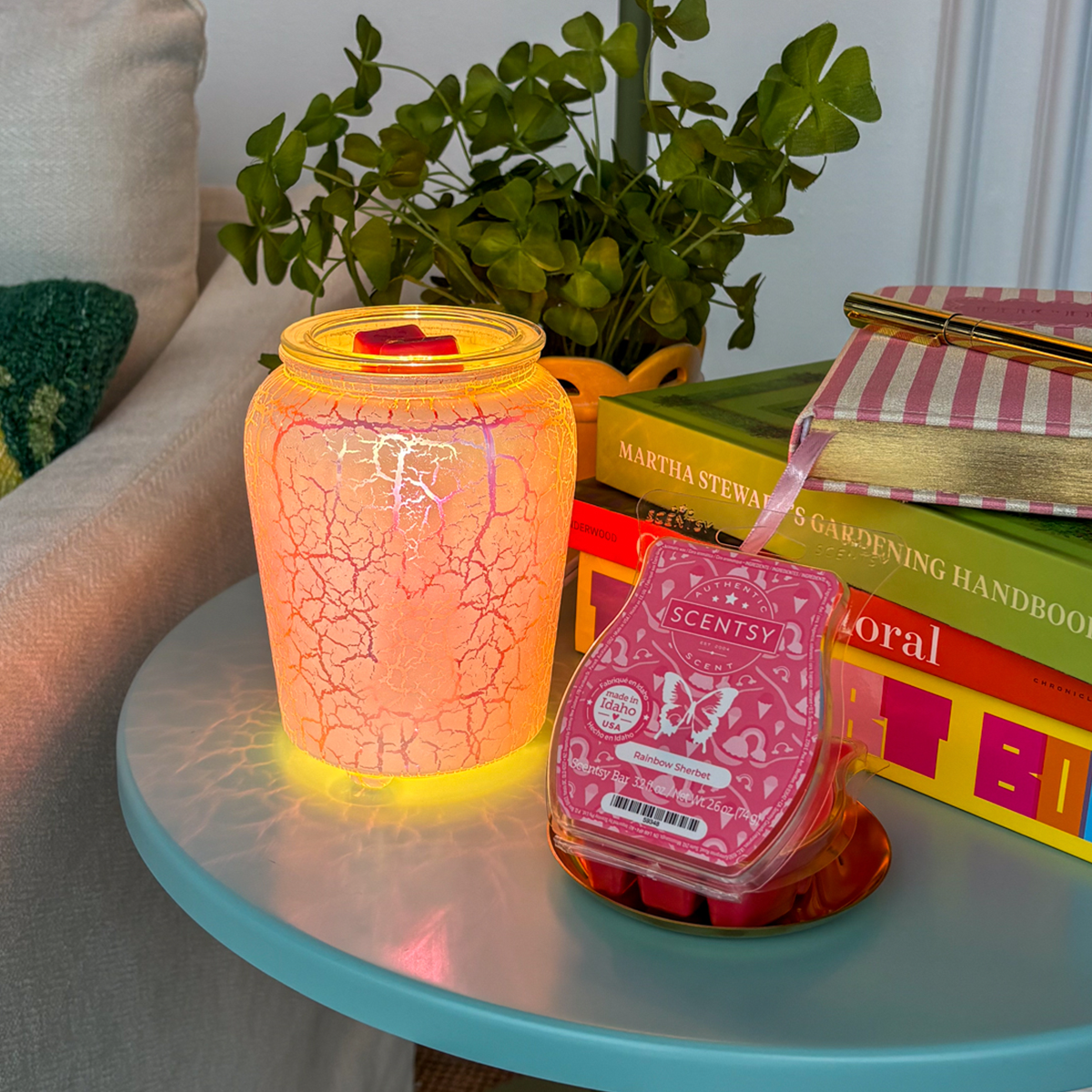 Scentsy St. Patrick’s Day Bundle with Iridescent Rainbow Warmer and Rainbow Sherbet Wax Bar