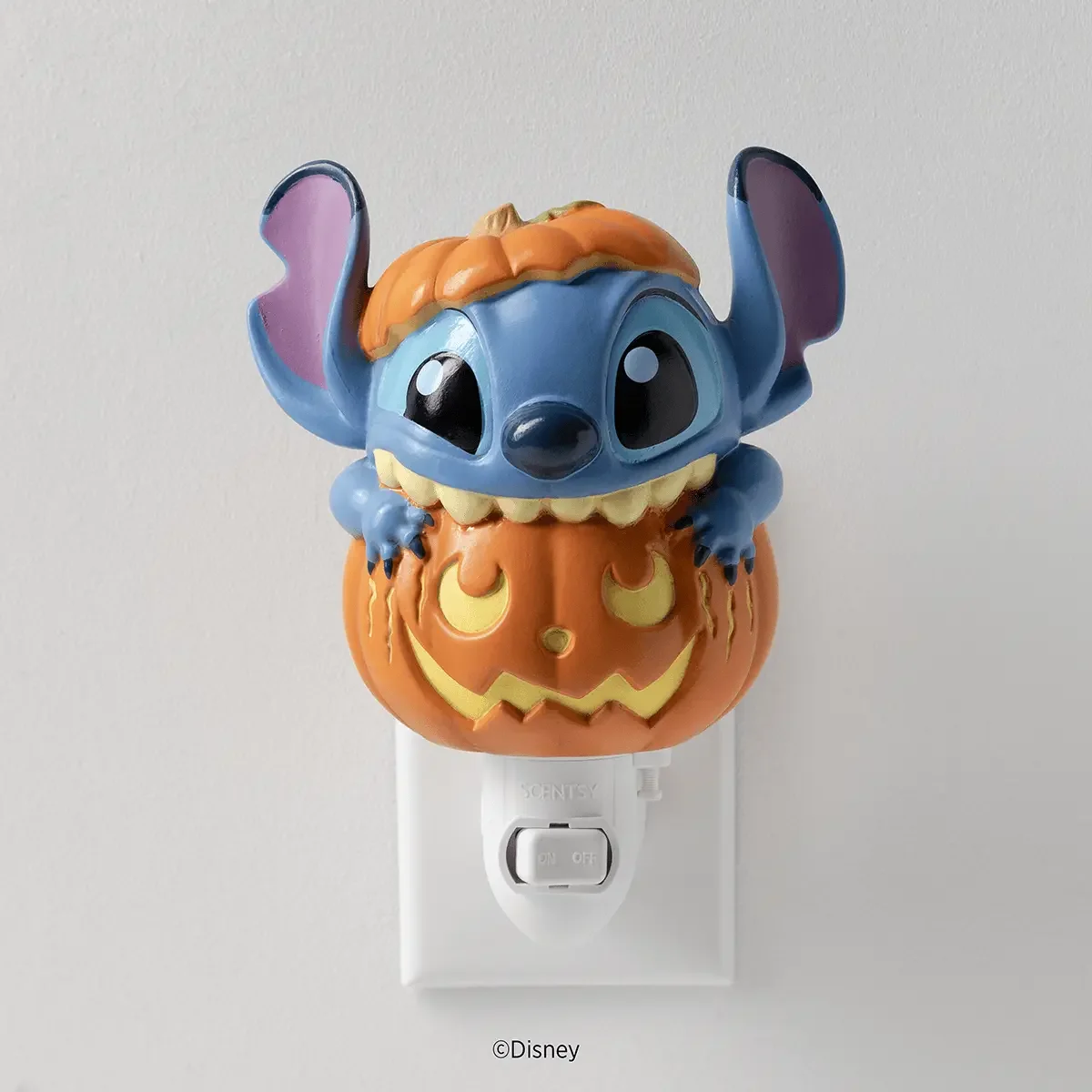 Disney Stitch Pumpkin Trouble Scentsy Mini Warmer with jack-o'-lantern