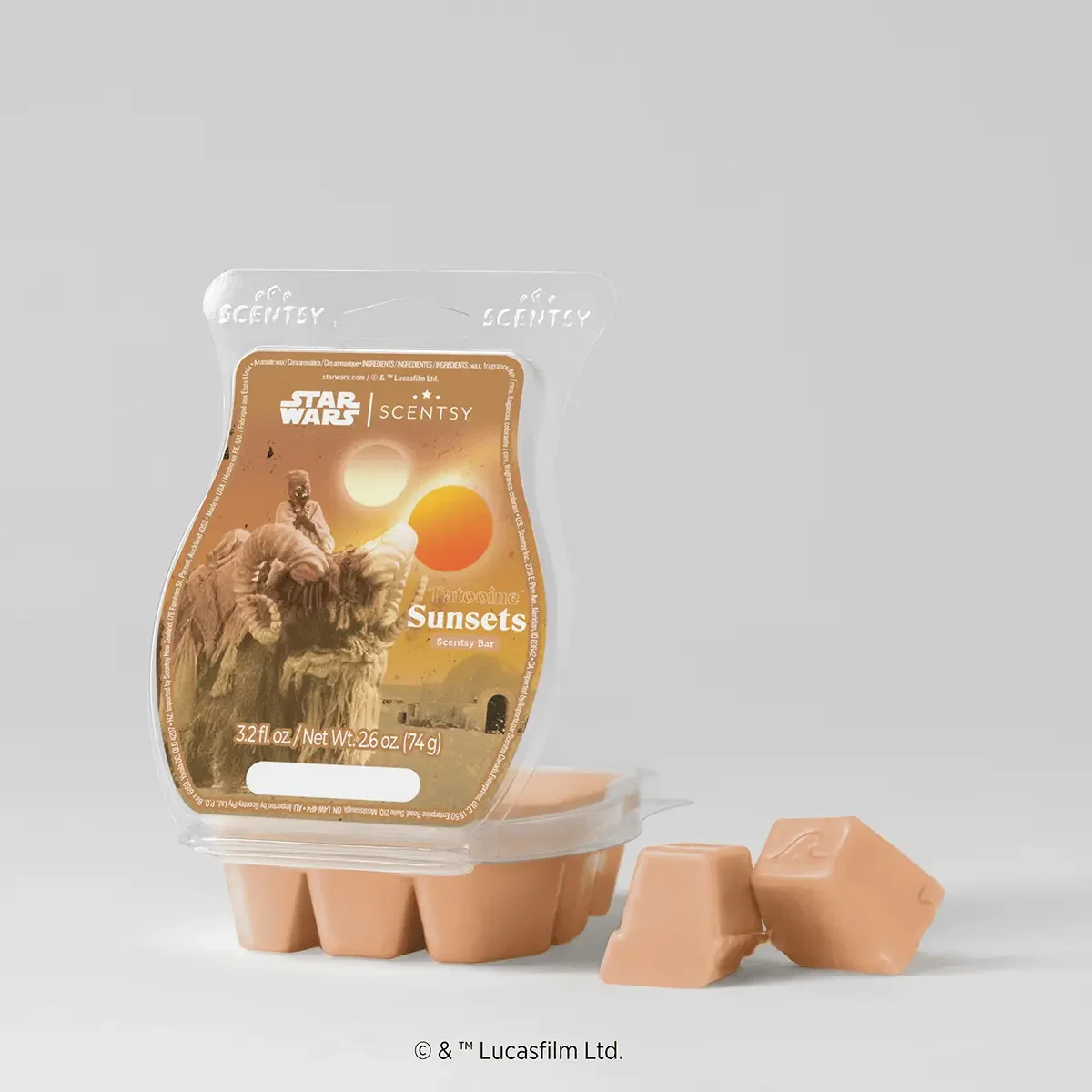 Tatooine Sunsets Star Wars Scentsy wax bar with warm beige wax cubes on a white background