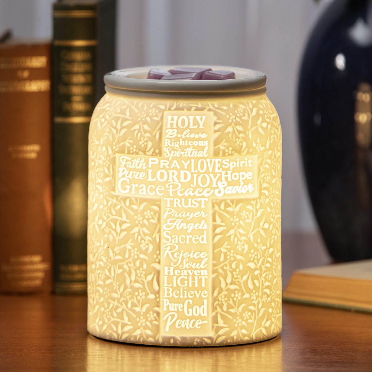 Trust in Him Scentsy Warmer styled in a calm, devotional home setting