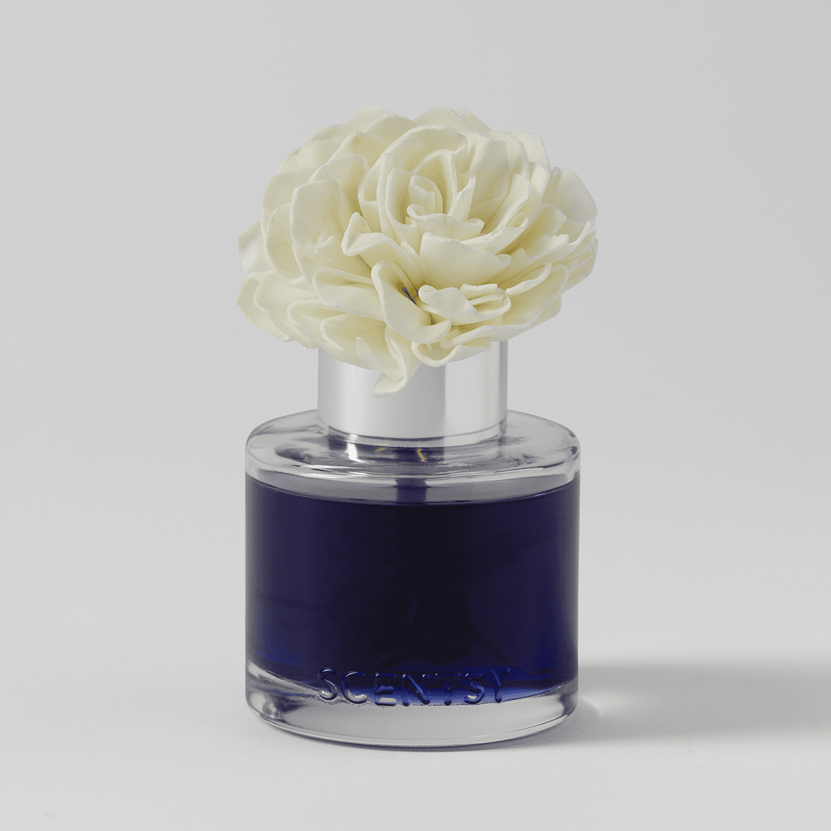 Scentsy Hydrangea Bouquet Dahlia Darling Fragrance Flower in white displayed against a neutral grey background