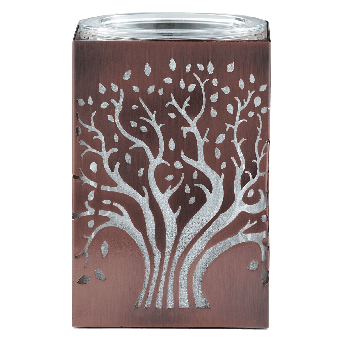 Deep Roots Scentsy Warmer with illuminated tree design on a white background