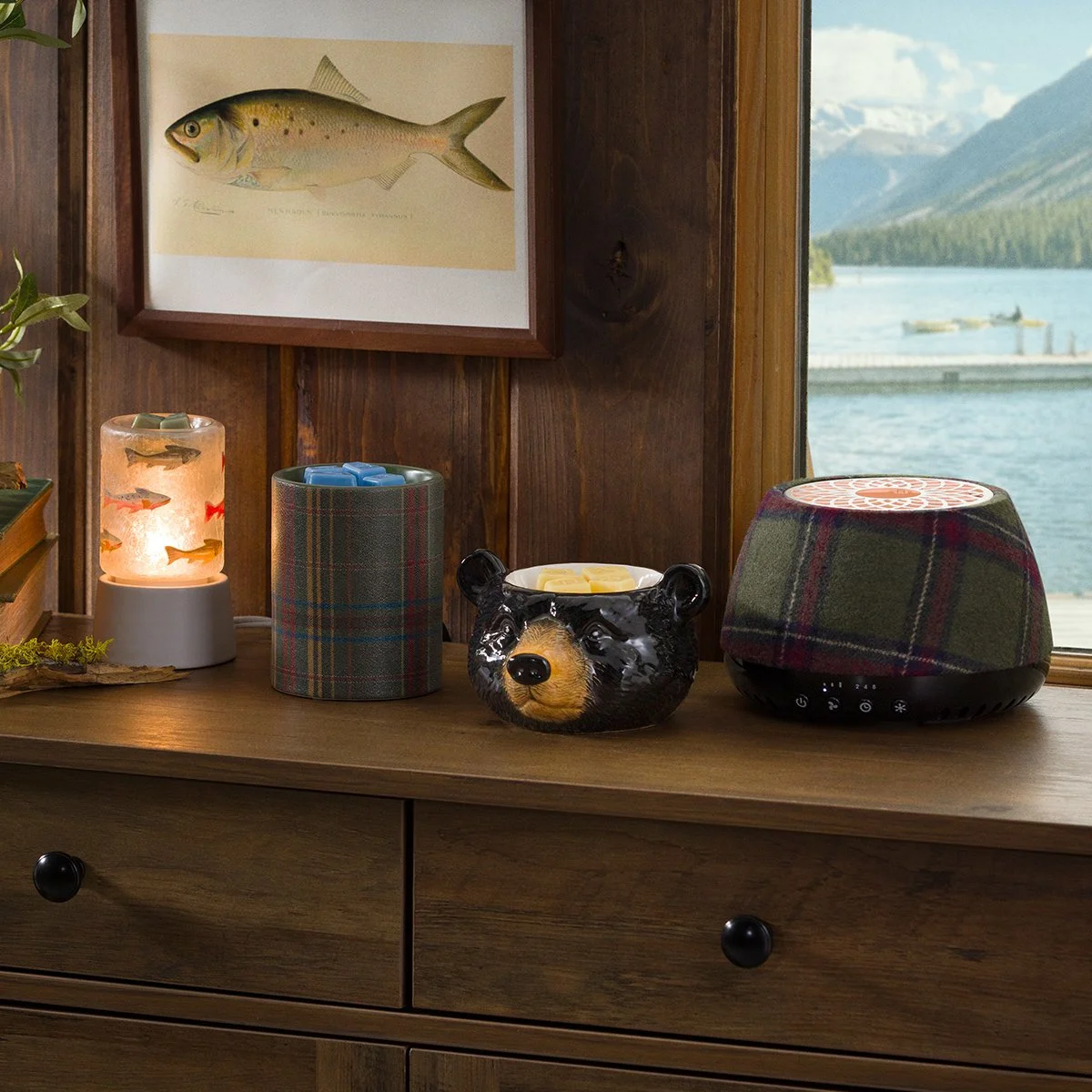 scentsy august edit cozy cabin collection of warmers