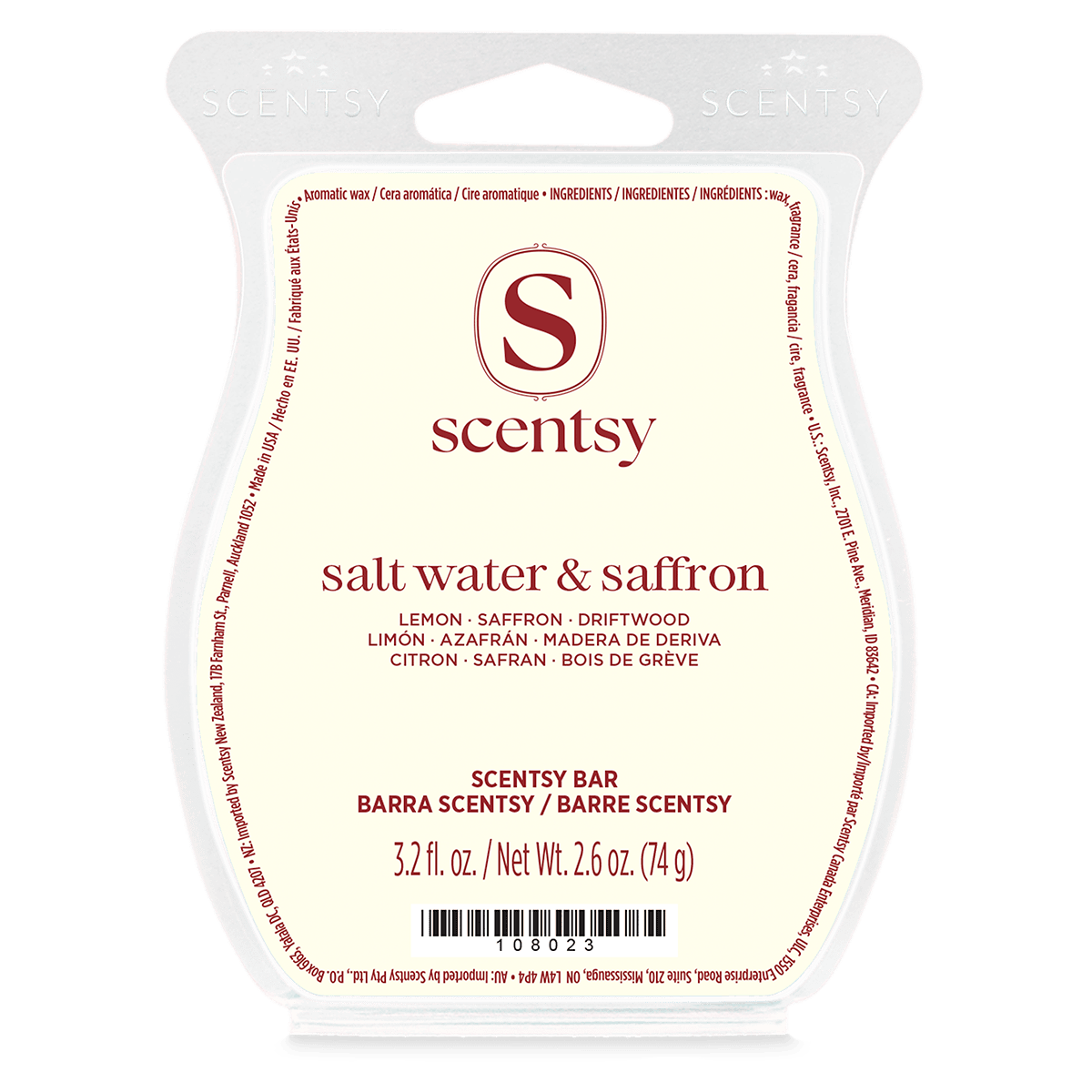 Salt Water & Saffron Scentsy Wax Bar