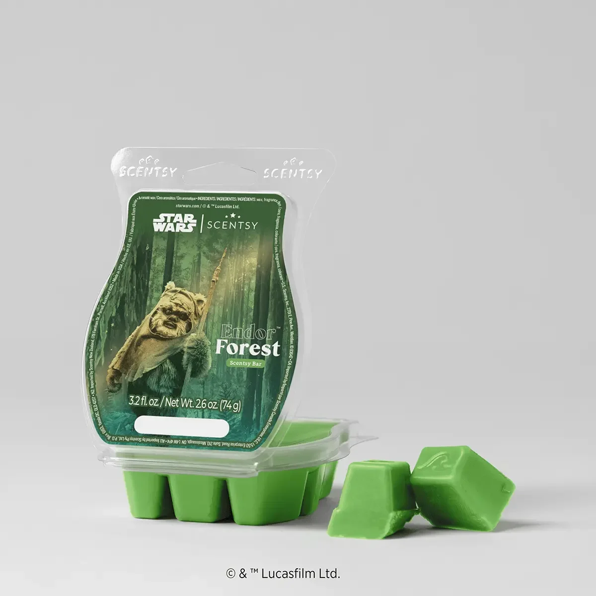 Endor Forest Star Wars Scentsy wax bar with green wax cubes displayed on a clean white background