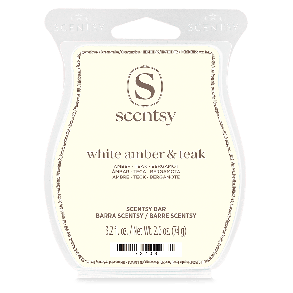 White Amber & Teak Scentsy Wax Bar