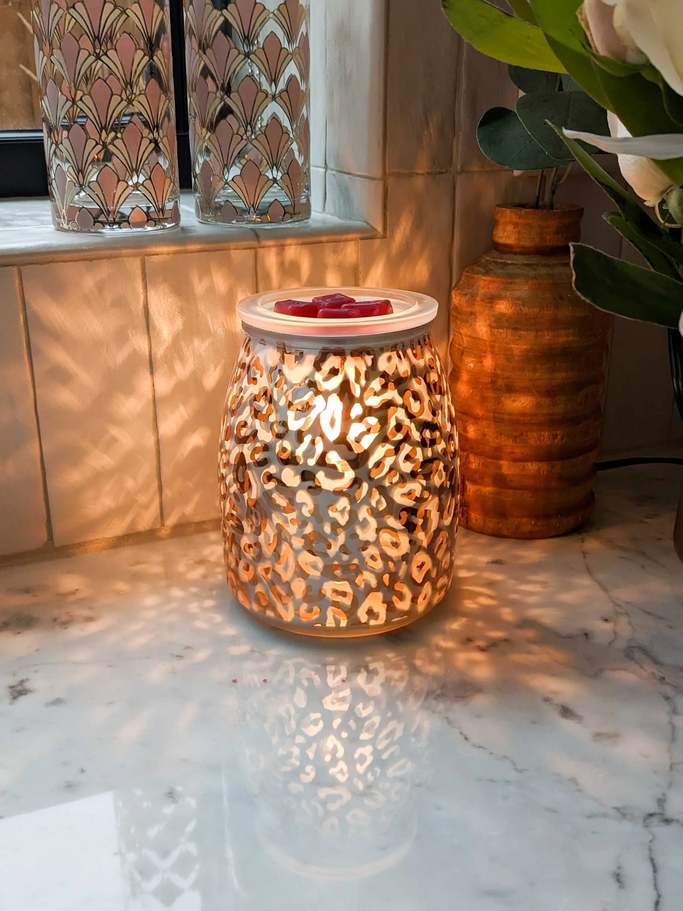 Savanna Scentsy Warmer styled in a glamorous, modern living space