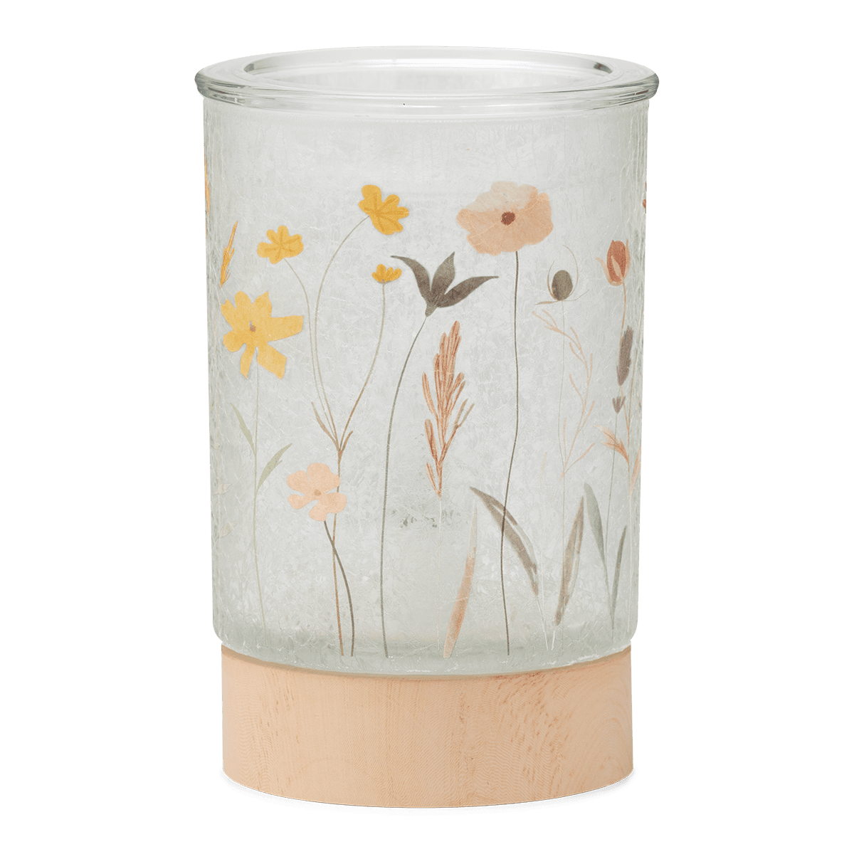 Pick of the Bunch Scentsy Warmer with pressed-flower inspired glass on a white background