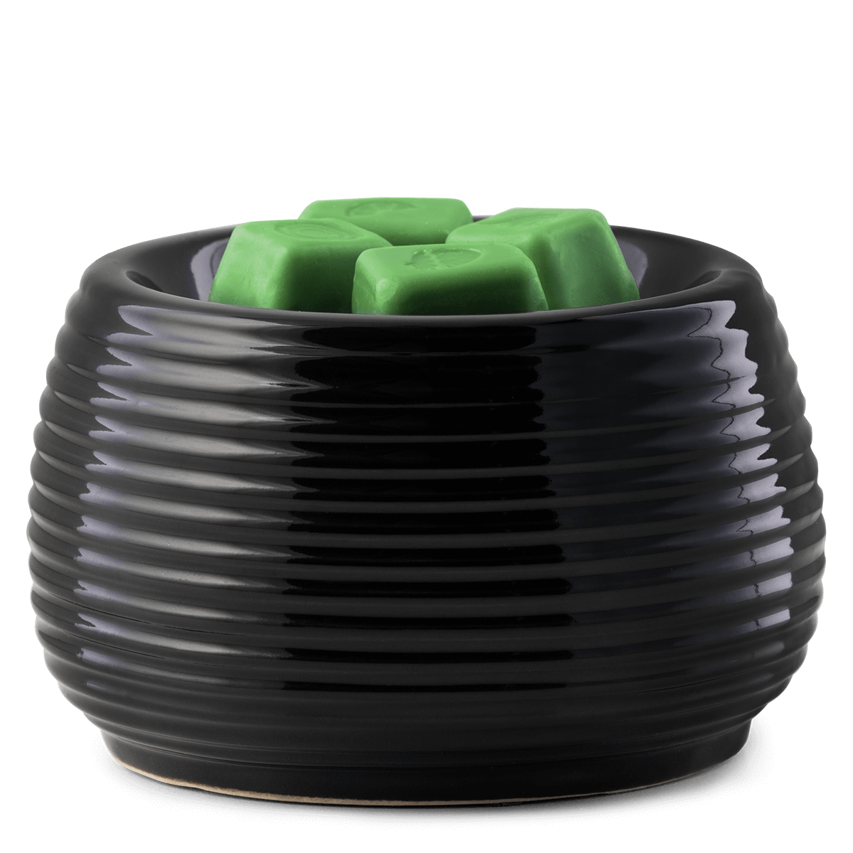 Jet Scentsy element warmer with no light with green wax in the dish