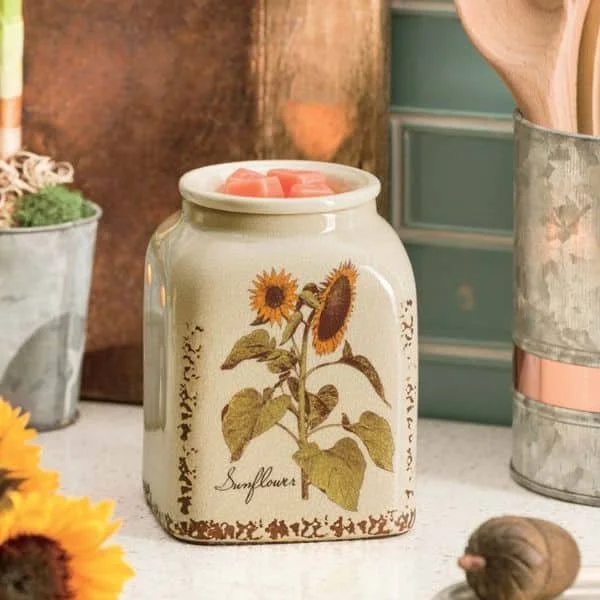 Rustic Sunflower Scentsy Warmer styled in a cozy Americana-inspired space