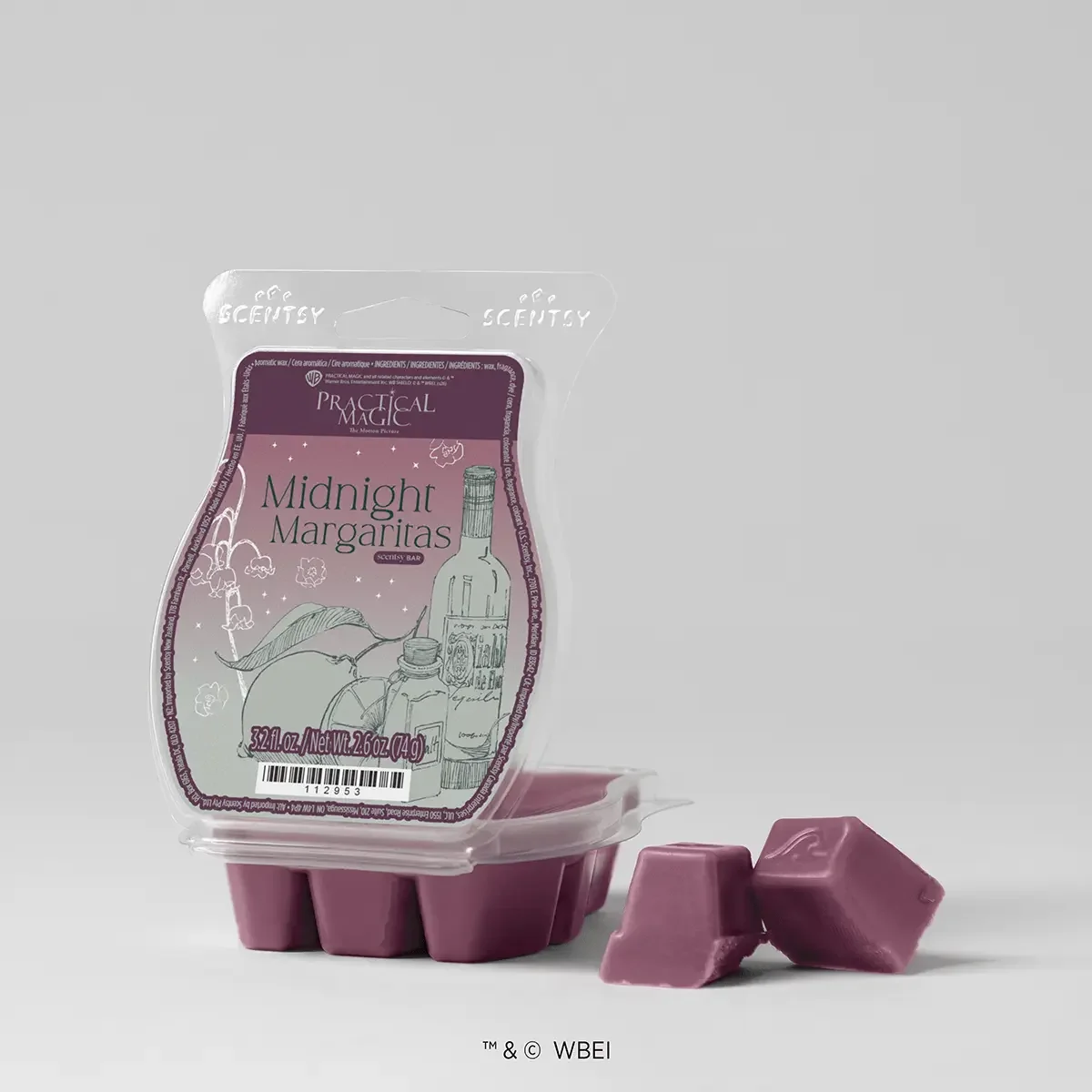 Practical Magic Midnight Margaritas Scentsy Bar with deep mauve wax