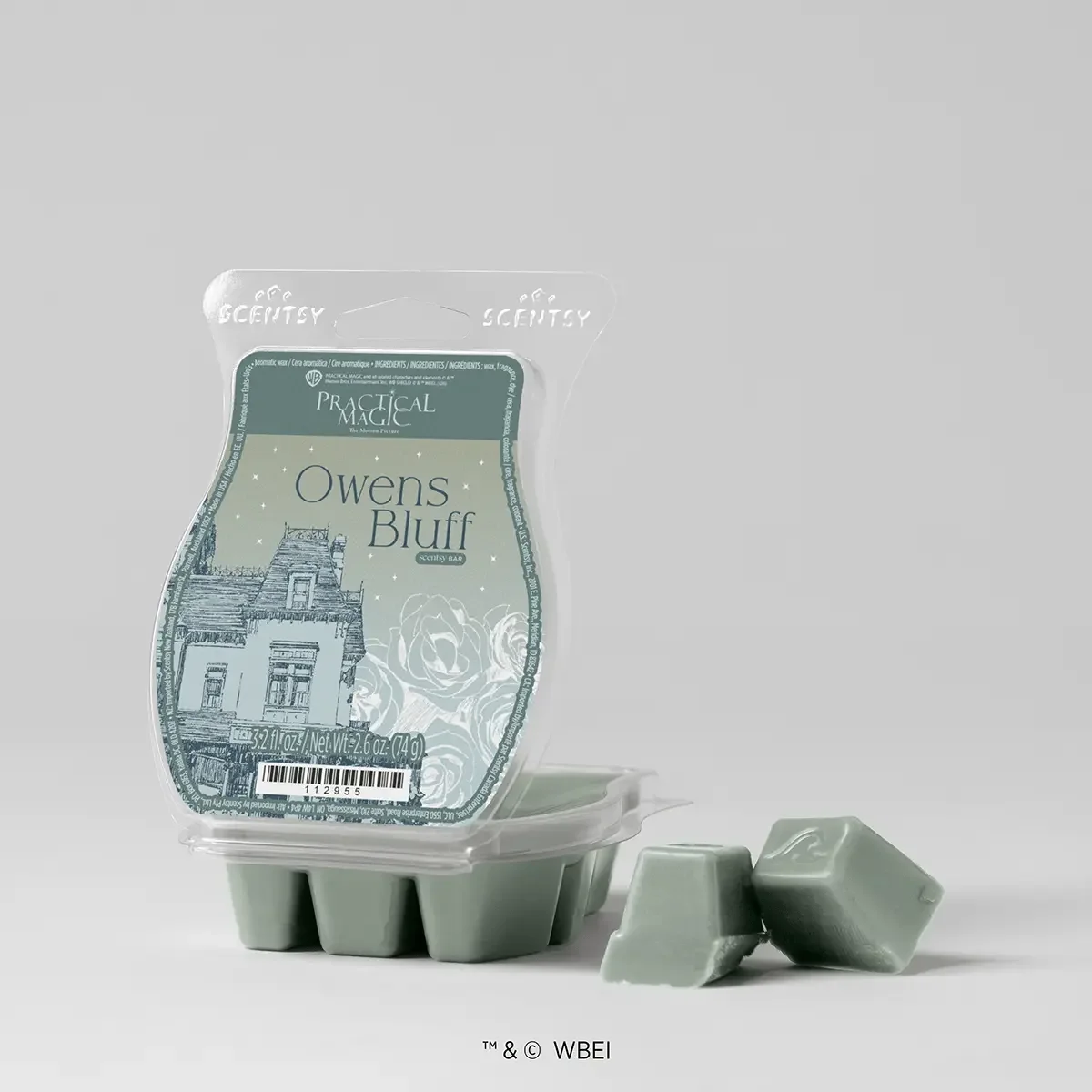 Practical Magic Owens Bluff Scentsy Bar with sage green wax