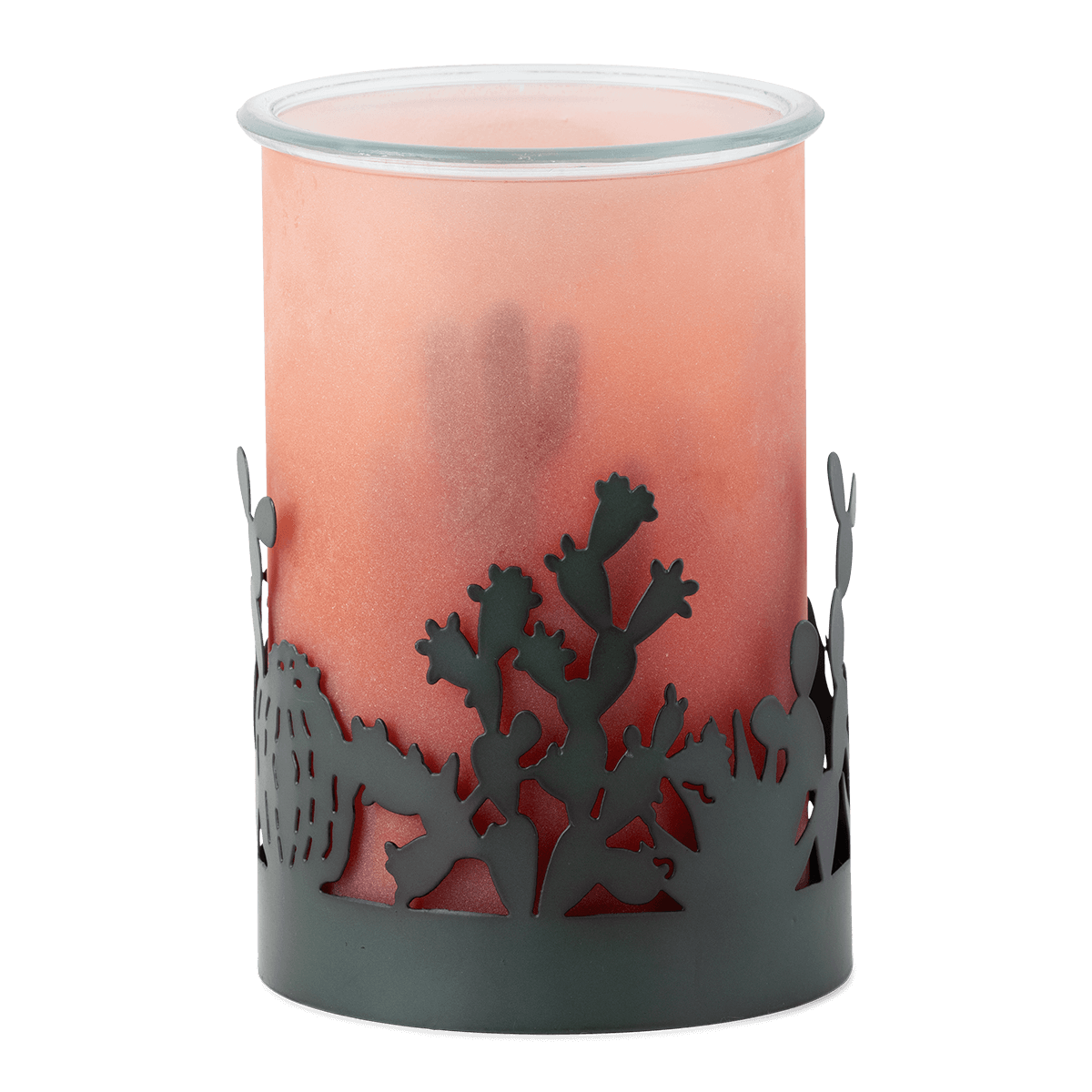 Mohave Scentsy Warmer with ombre glass shade and layered metal cactus design