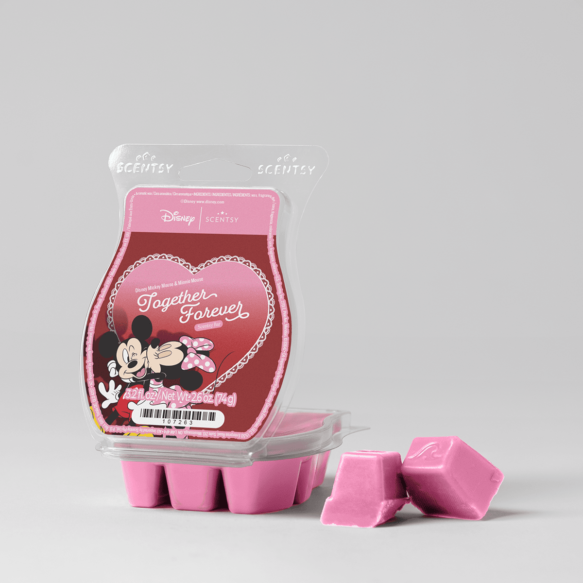 Disney Mickey Mouse & Minnie Mouse Scentsy Wax Bar cubes and packaging of Together Forever