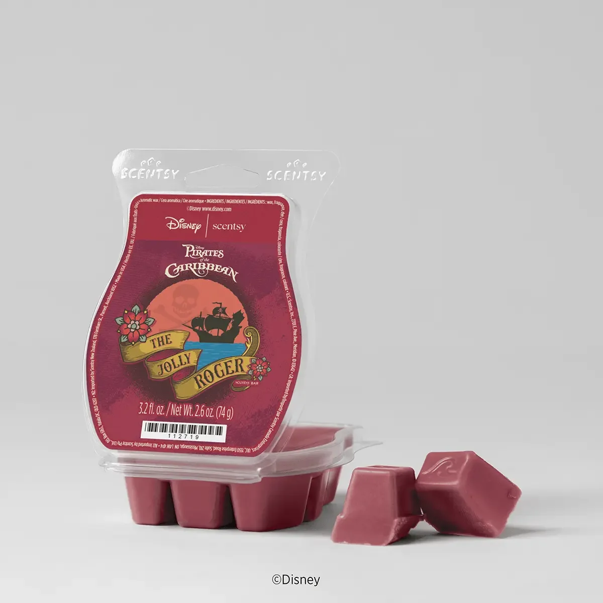 Disney Pirates of the Caribbean The Jolly Roger Scentsy Bar with burgundy wax