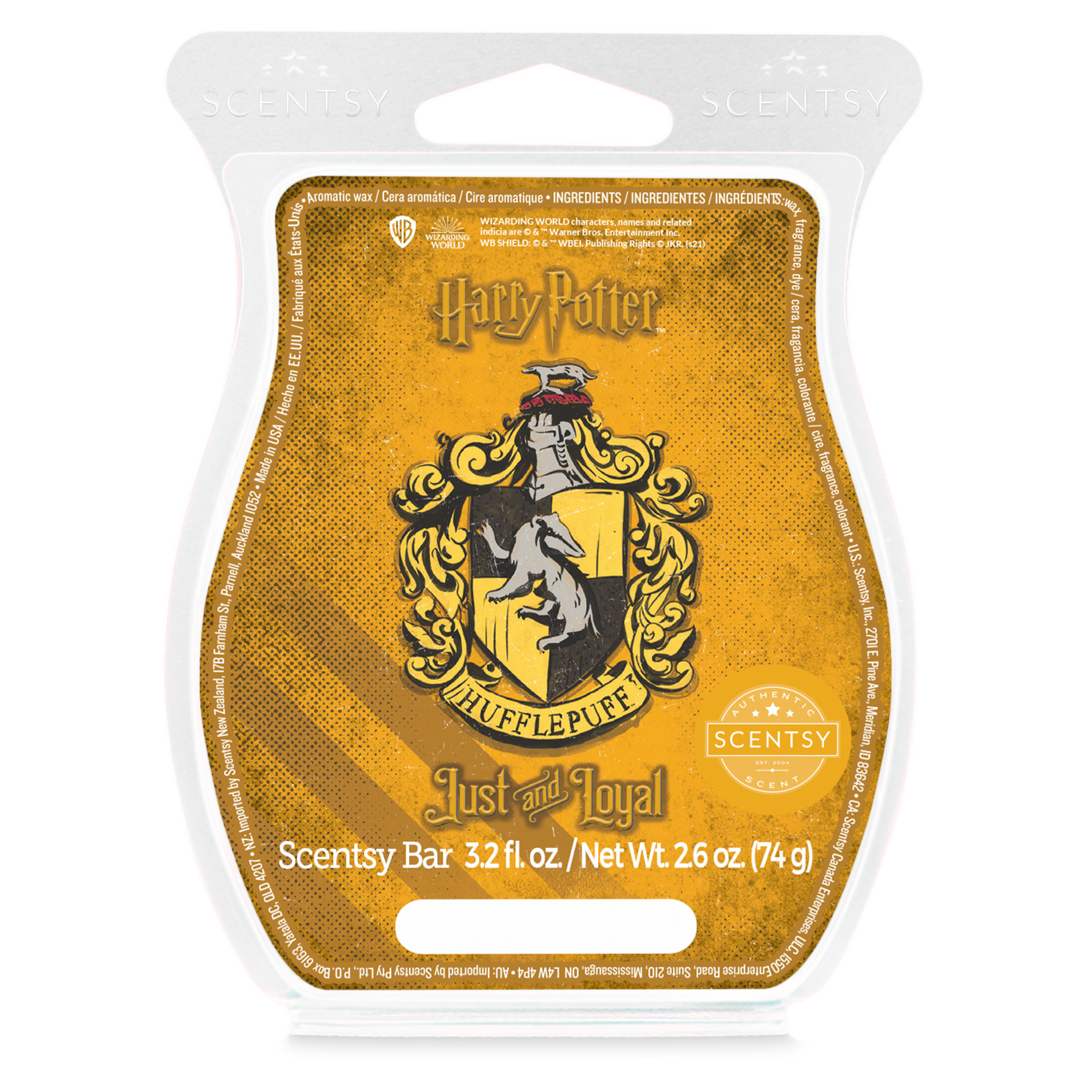 Harry Potter™ Hufflepuff™ Just and Loyal Scentsy Bar with fragrance notes of golden apple, whipped vanilla almond, and cinnamon sugar