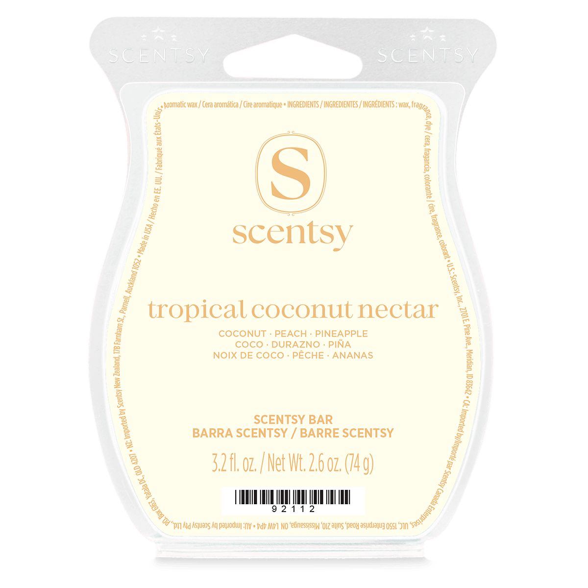 Tropical Coconut Nectar Scentsy Wax Bar