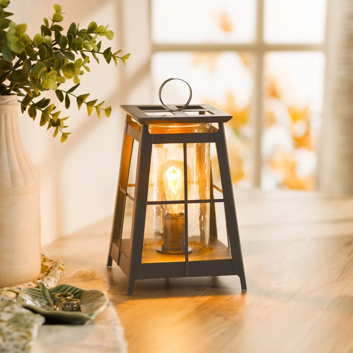 Shining Light Scentsy Warmer styled in a modern entryway or living space