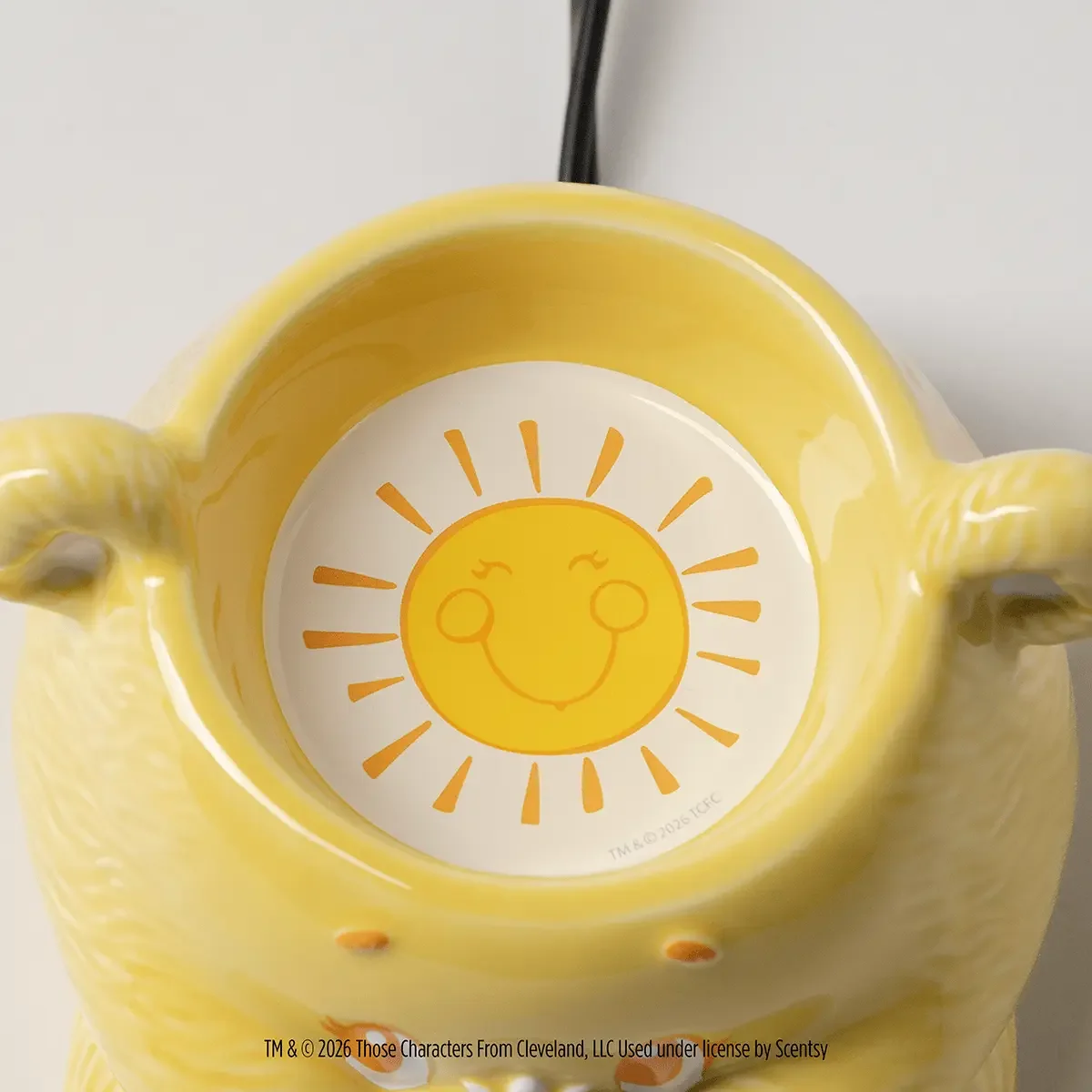 Funshine Bear Warm Fuzzies Scentsy Warmer wax dish featuring the Funshine Bear sun belly badge