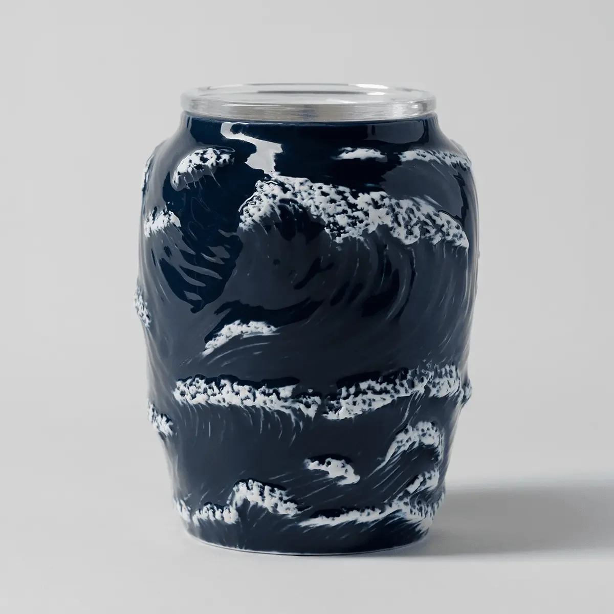 Scentsy Ocean Crest warmer with wave design in deep blue ceramic