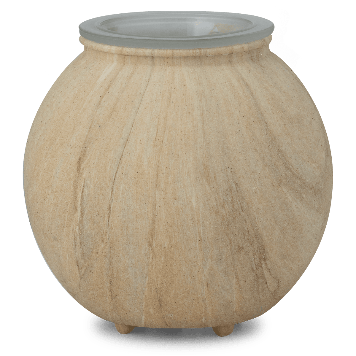 Sanded Linea Scentsy warmer with rounded stone-inspired finish and soft neutral marbling unlit