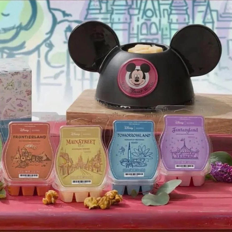 scentsy Mickey Mouse ears and wax collection styled together