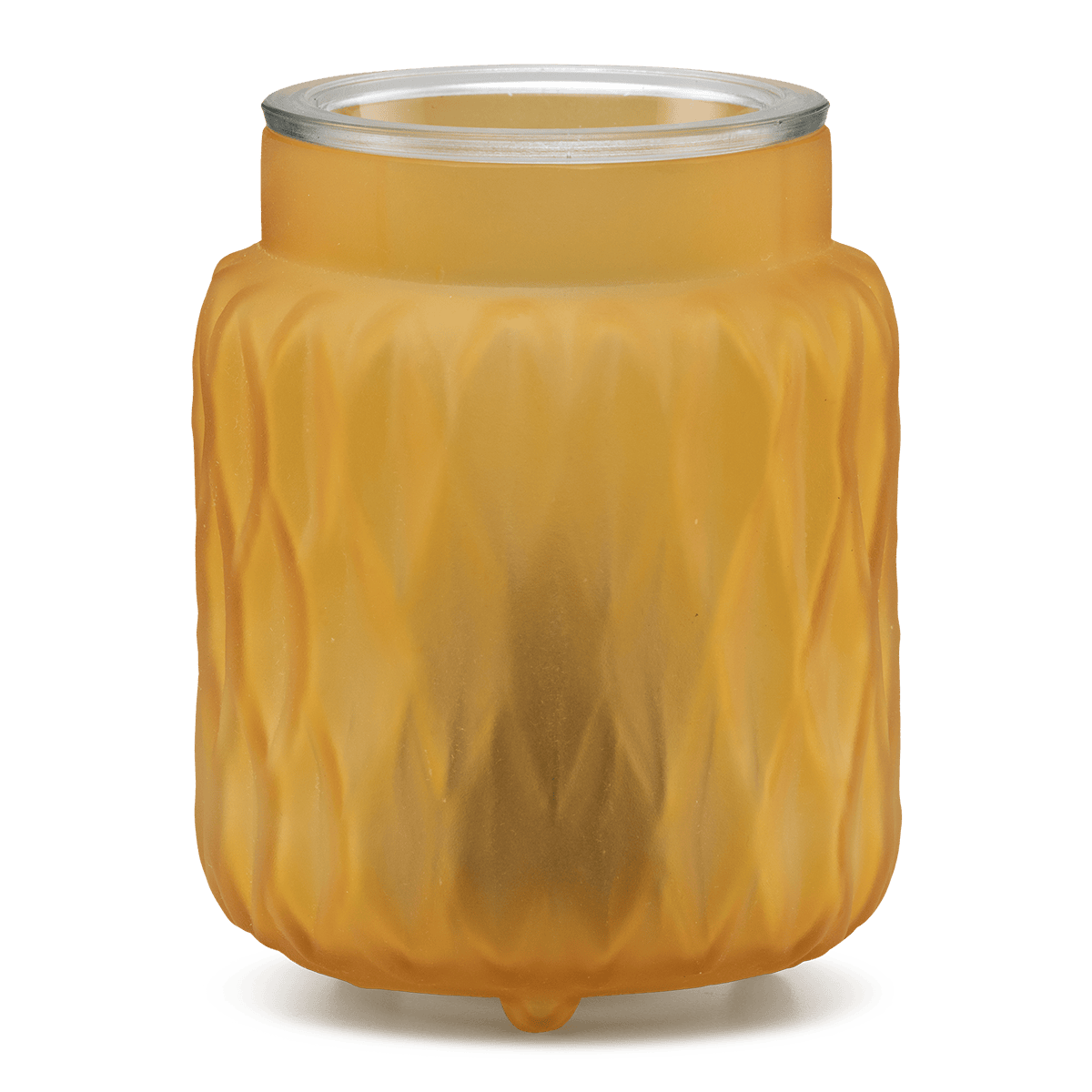 Soft Honey Scentsy Warmer with frosted gold glass on a white background