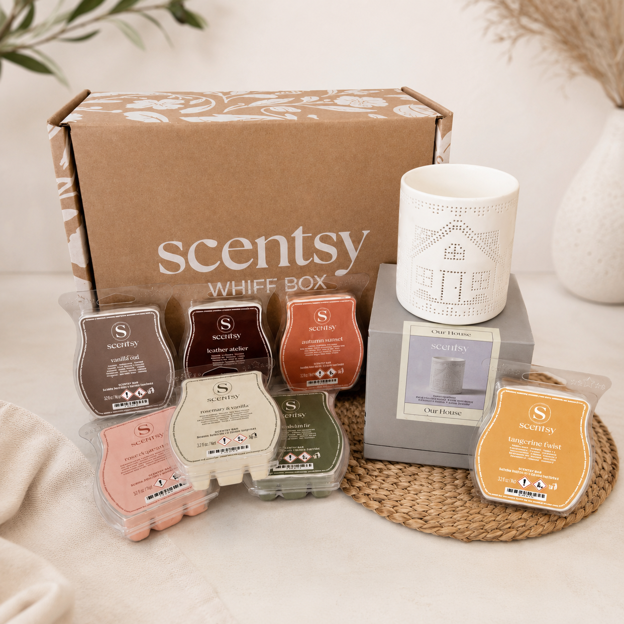 Scentsy Whiff Box September 2026 filled with home fragrance