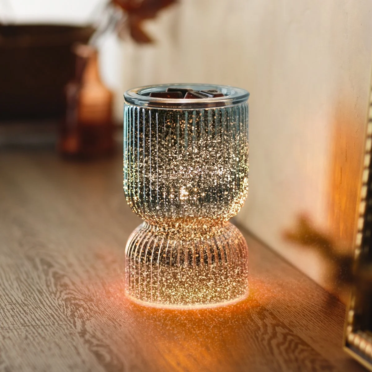 Shine Bright Scentsy Warmer styled in a glamorous, light-filled living space