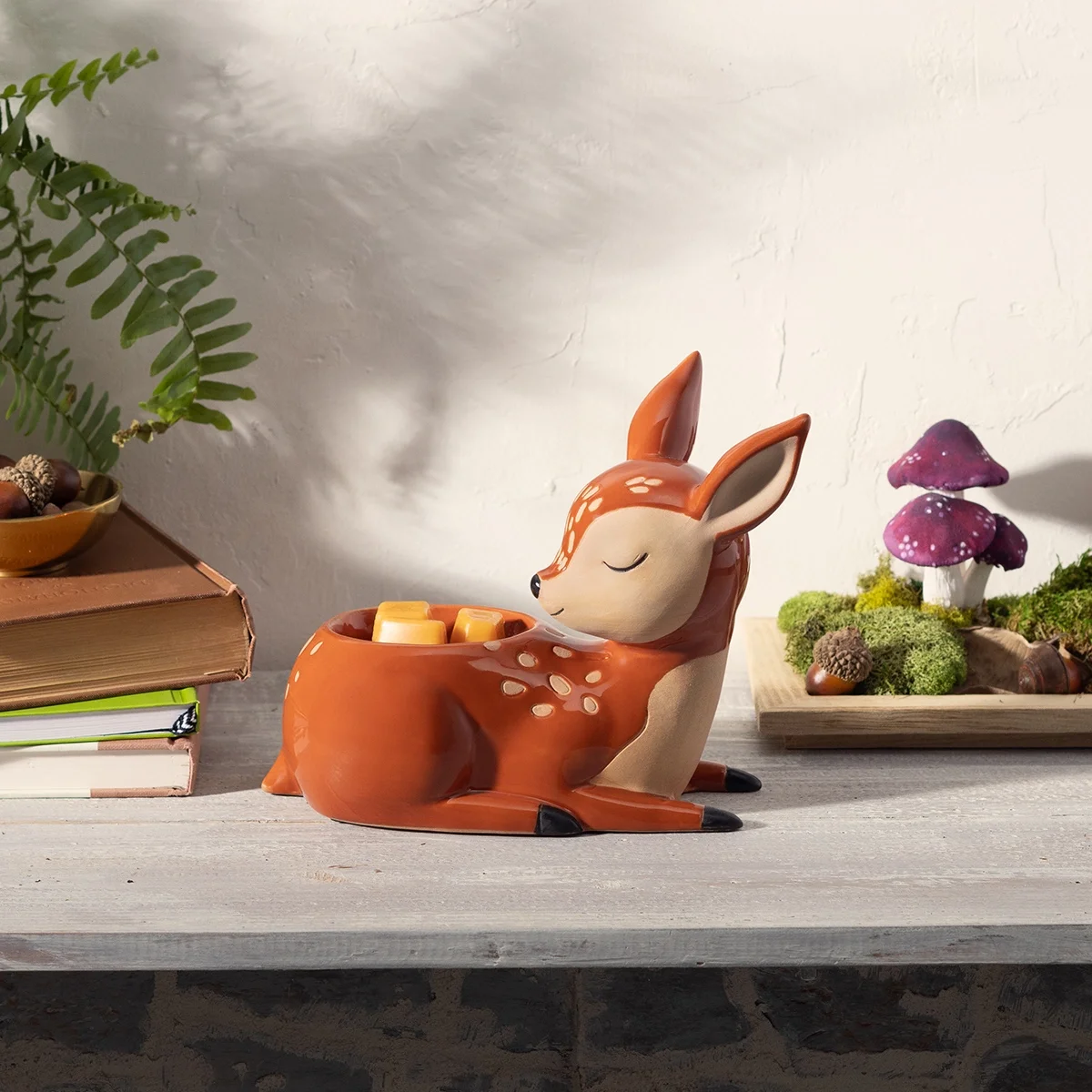 Restful Doe Scentsy Warmer displayed with woodland fall décor
