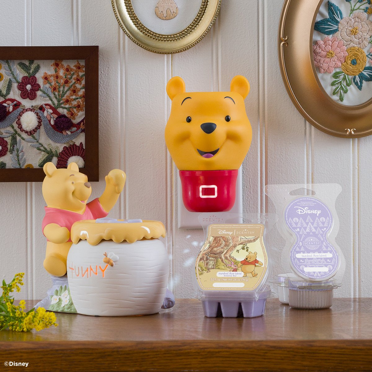 Winnie the Pooh Scentsy Collection featuring warmers, fragrance and Scentsy Pods inspired by the Hundred Acre Wood