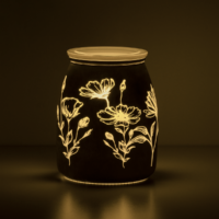 Flower Garden Scentsy Warmer in a Dark Room Glowing
