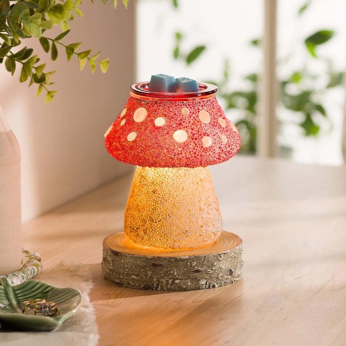 Cute as a Button Scentsy Warmer styled in a whimsical, garden-inspired space