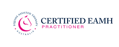 Certification logo for EQUINE ASSISTED THERAPY AUSTRALIA, indicating a Certified EAMH Practitioner.