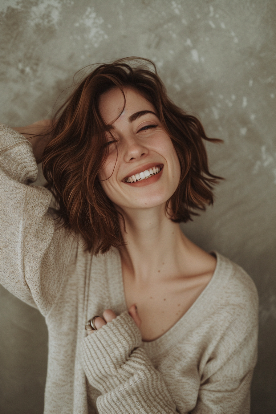 medintaja_happy_female_customer_in_a_hairsalon_grey_textured_ba_0043c45d-636a-476a-a825-c48df8acb36c.png