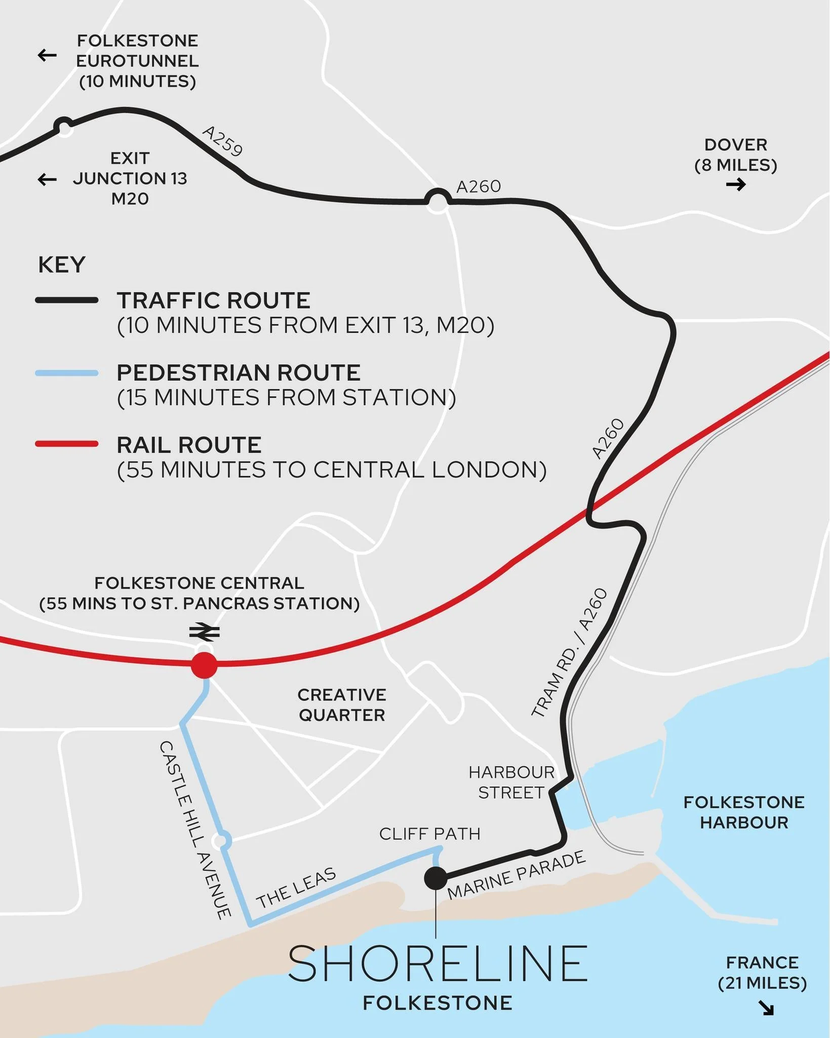 Looking for a home that is by the coast, but an easy commute to London?  Shoreline Folkestone is the answer.  With a train ride of 52 minutes from Folkestone to London St Pancras, you can live your dream. Wake up to the sunrise over the sea, and be b