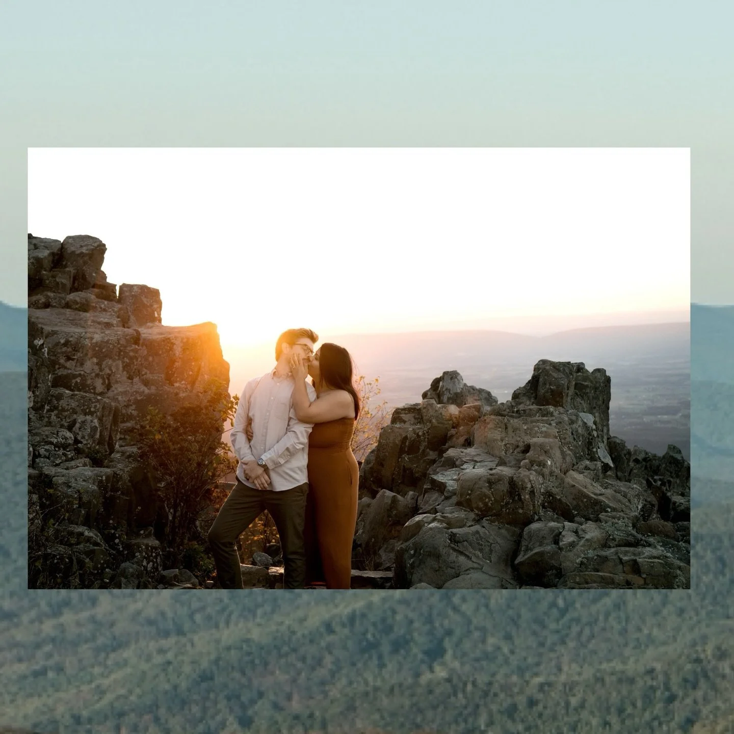 Gina &amp; Brian got the most magical night in Shenandoah. The sunset was unreal, the breeze just right, and the weather perfect. I&rsquo;m opening May &amp; June mountain sessions&mdash;DM me if you want your own dreamy sunset