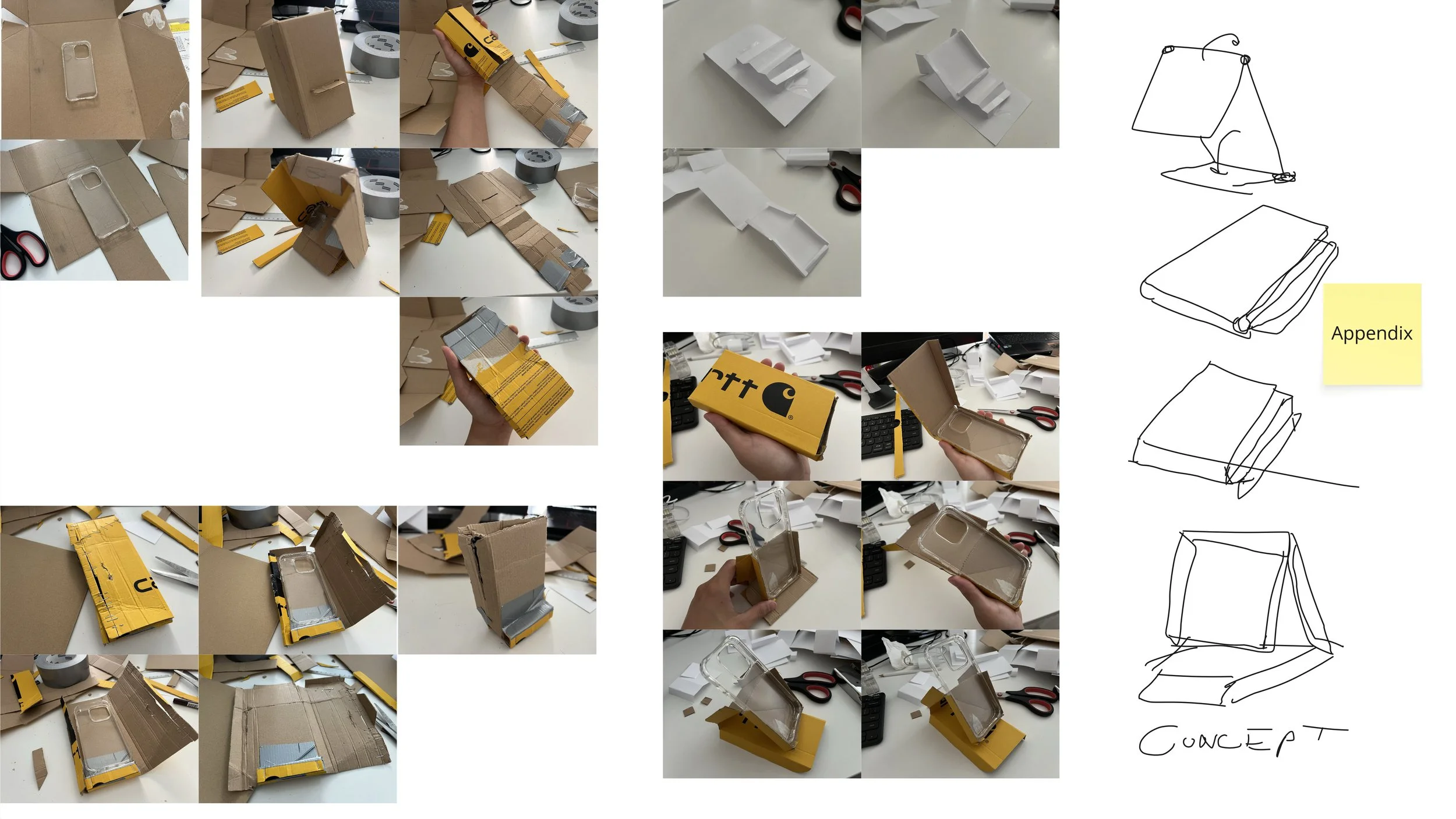 Driven by the requirements and the use of a morphological chart and a moodboard, prototypes were created to test out possible designs.