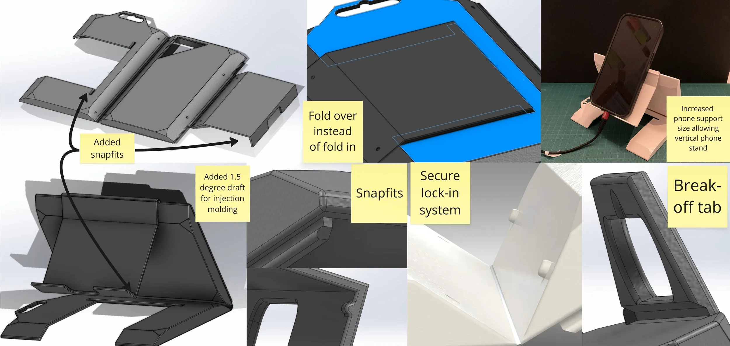Multiple Iterations of design, prototyping and testing resulted in a complete design fit for manufacture using injection molding.