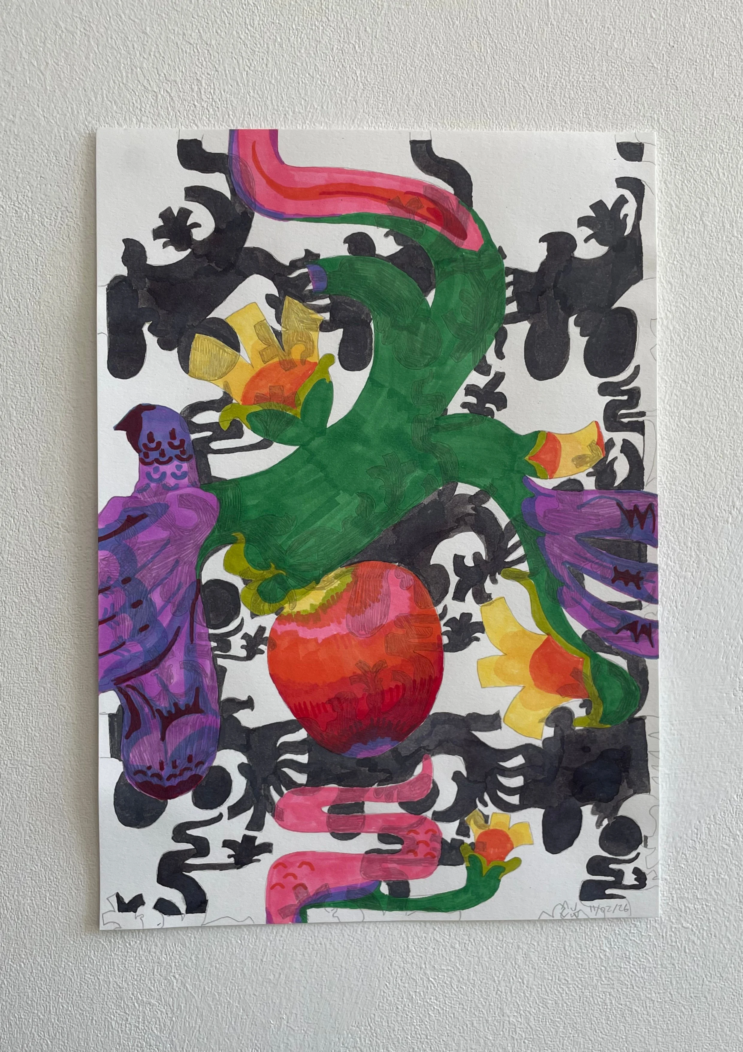 pencil and marker on paper